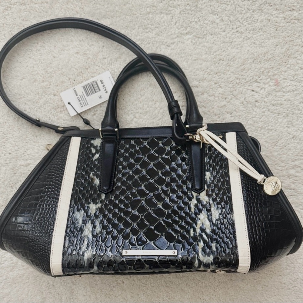 Brahmin Black and Cream Satchel